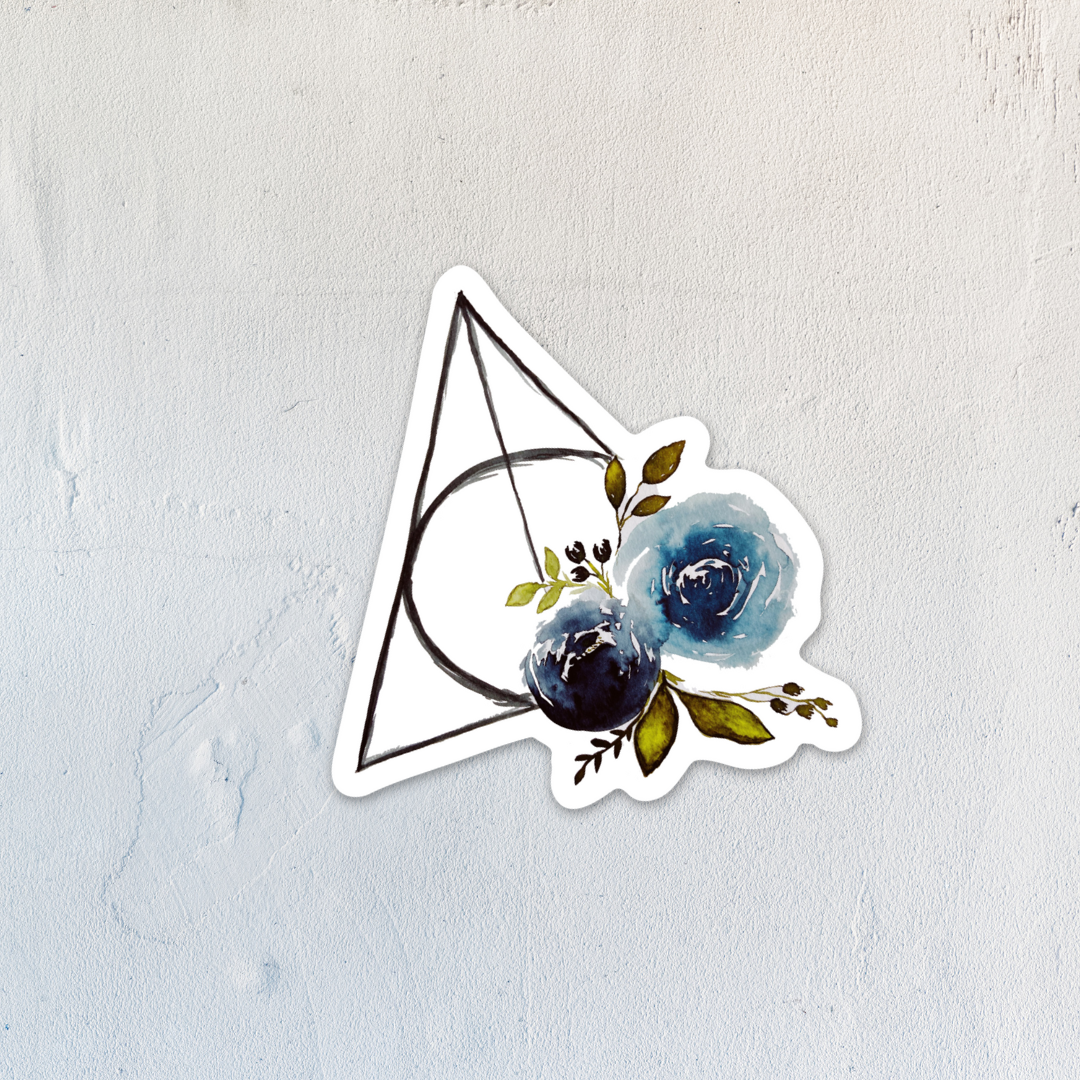 Deathly Florals in Navy Sticker